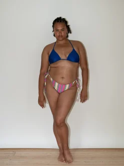 Cheap Djerf Avenue Sunrise Satin Bikini Top Deep Blue