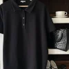 Discount Djerf Avenue Textured Polo Top Black