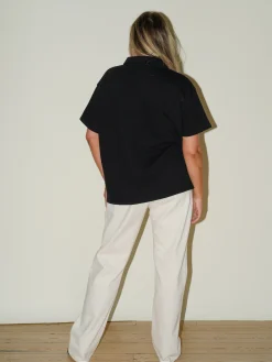 Discount Djerf Avenue Textured Polo Top Black