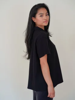 Discount Djerf Avenue Textured Polo Top Black