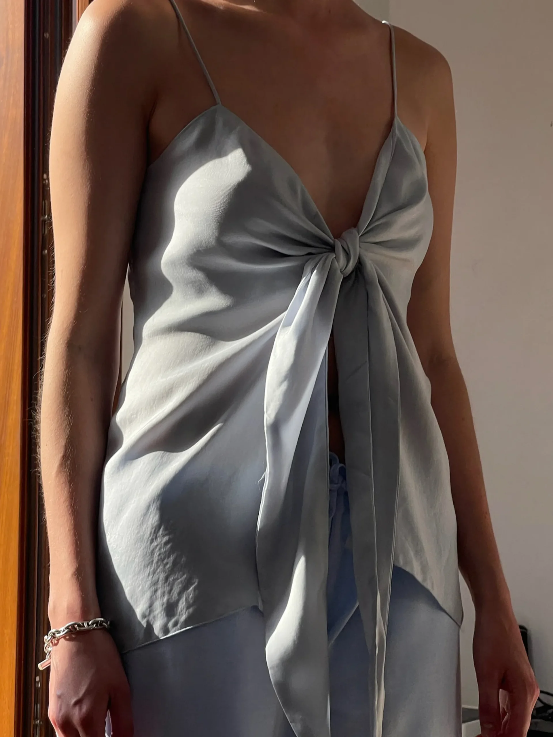 Cheap Djerf Avenue Tie Tank Top Baby Blue