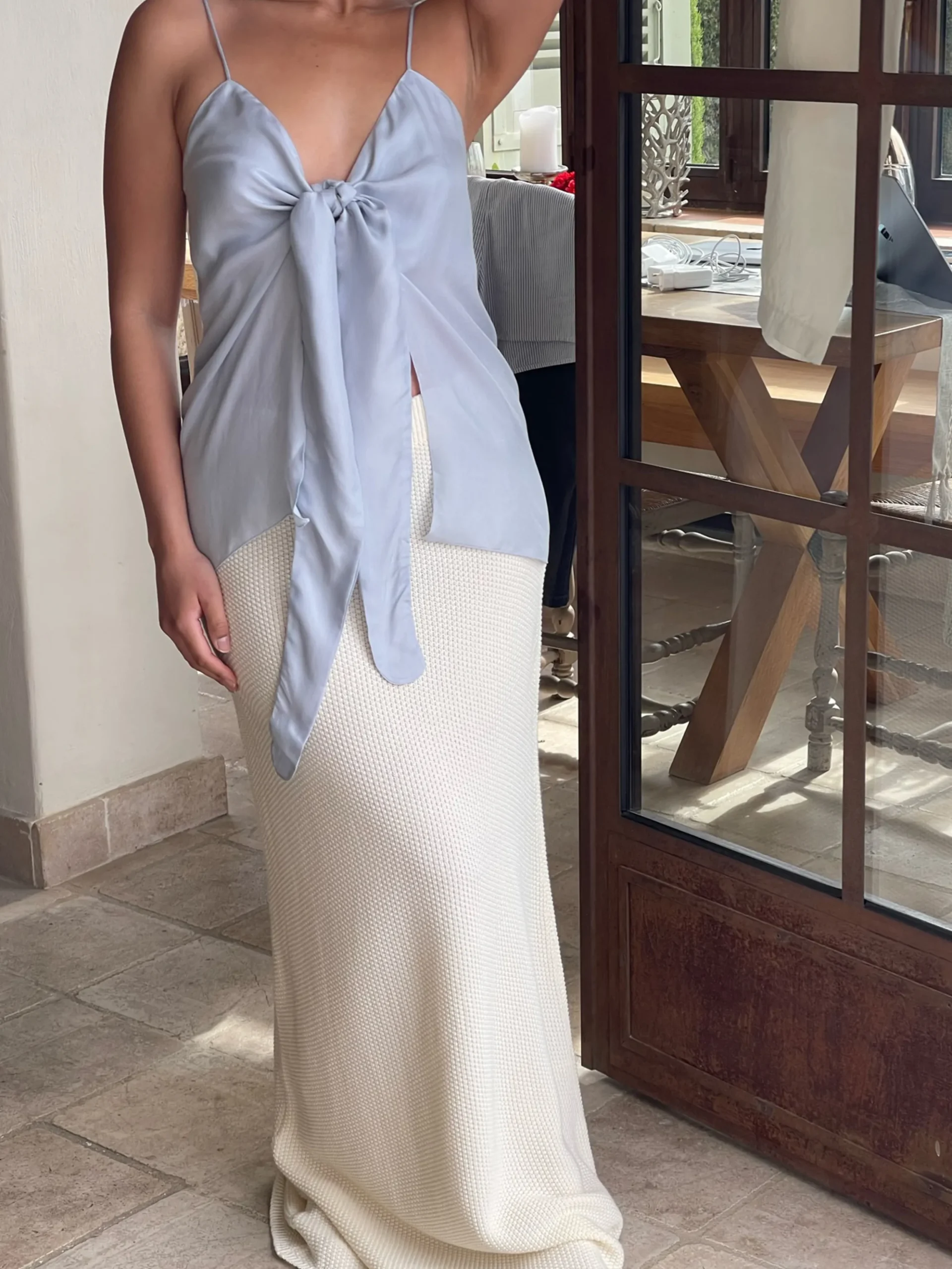 Cheap Djerf Avenue Tie Tank Top Baby Blue