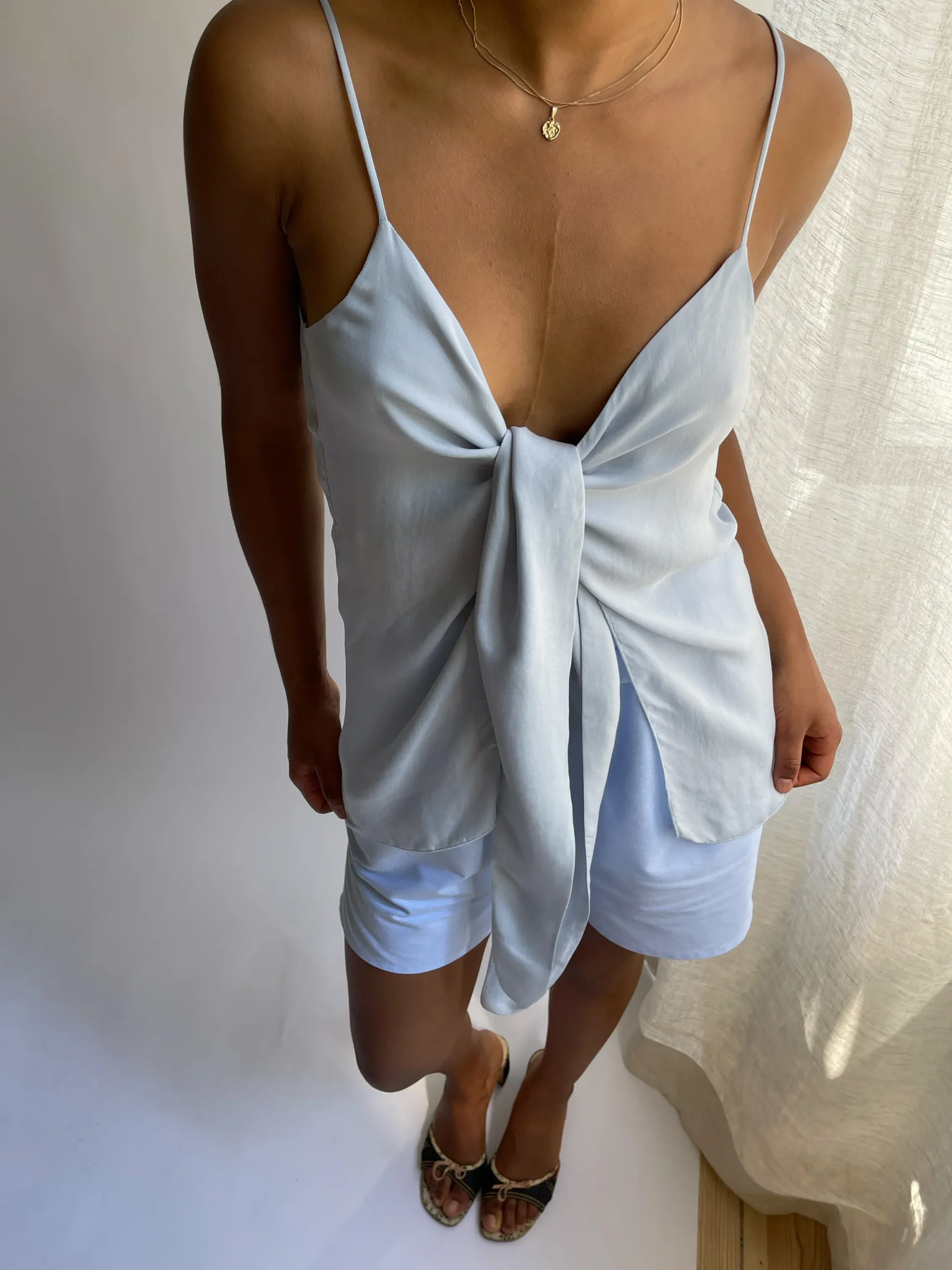 Cheap Djerf Avenue Tie Tank Top Baby Blue