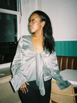 Fashion Djerf Avenue Tie Top Long Sleeve Storm