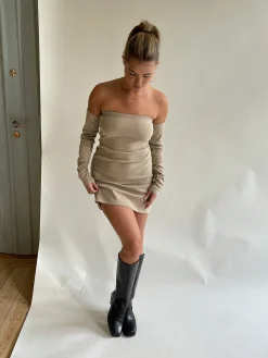 New Djerf Avenue Tube Dress Sleeves Nougat