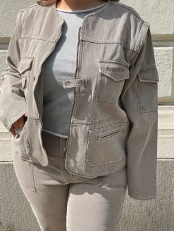 Sale Djerf Avenue Utility Jacket Brown