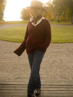 Cheap Djerf Avenue V-neck Sweater Burgundy