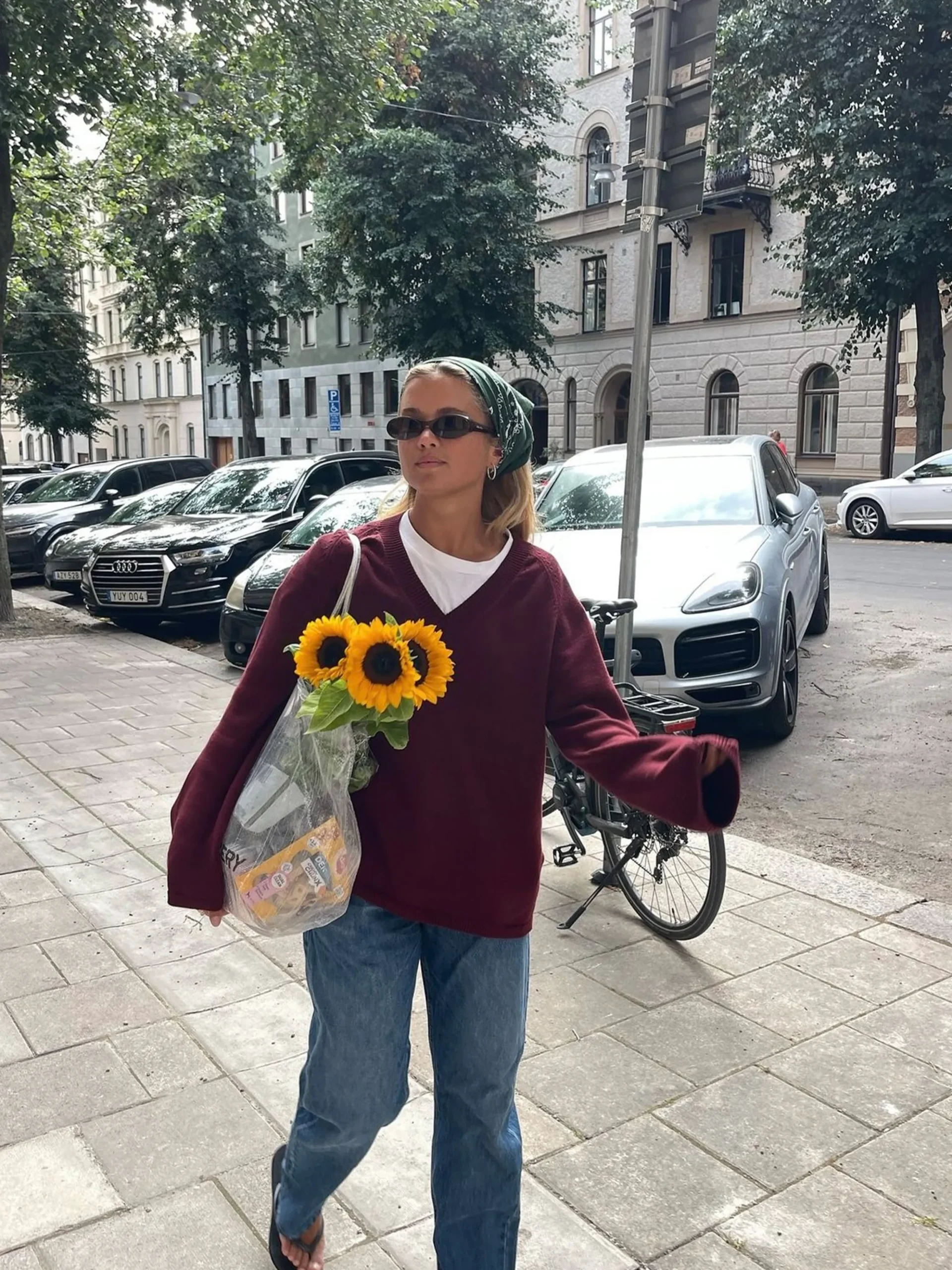 Cheap Djerf Avenue V-neck Sweater Burgundy