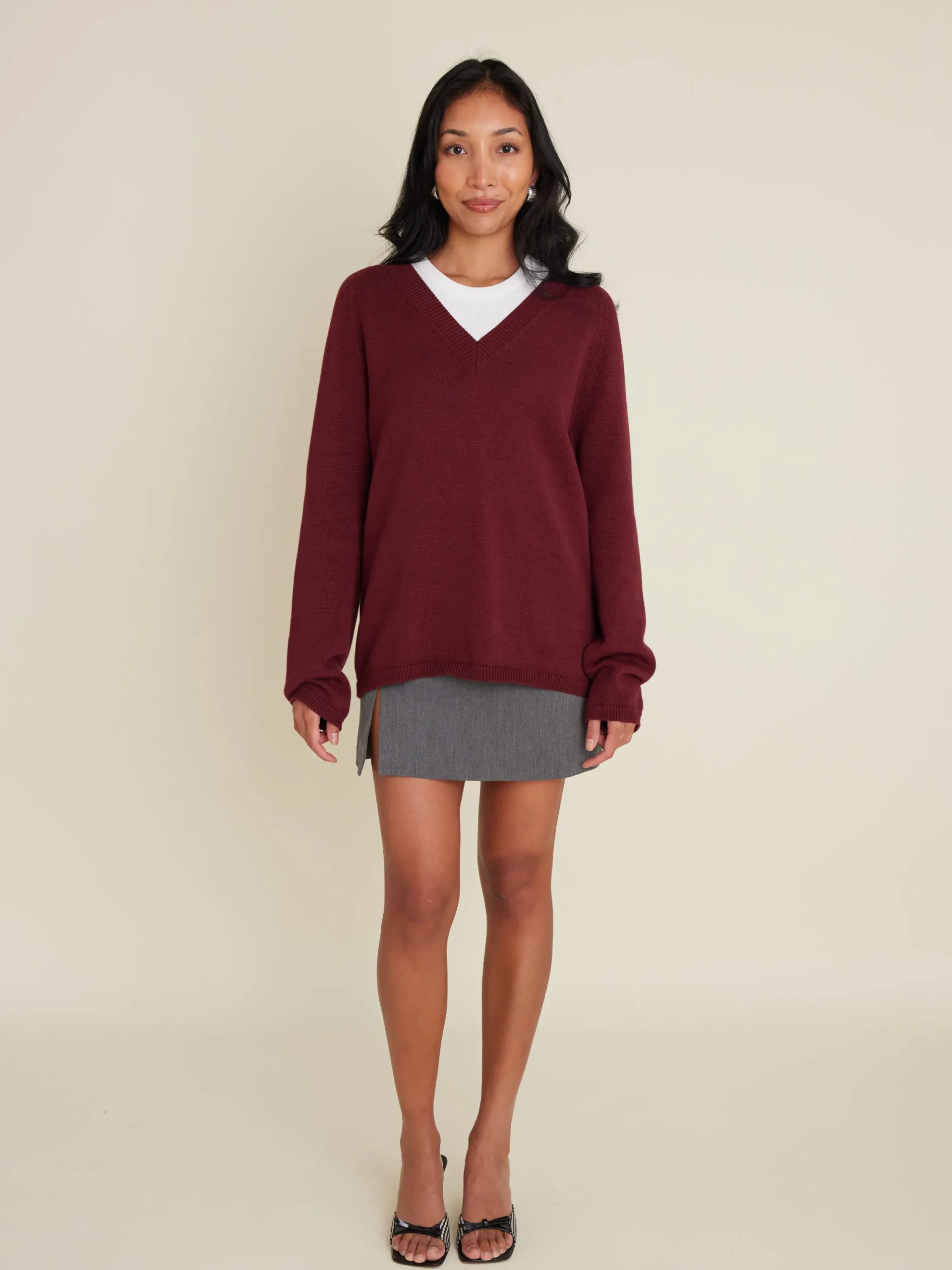 Cheap Djerf Avenue V-neck Sweater Burgundy