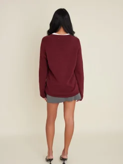 Cheap Djerf Avenue V-neck Sweater Burgundy