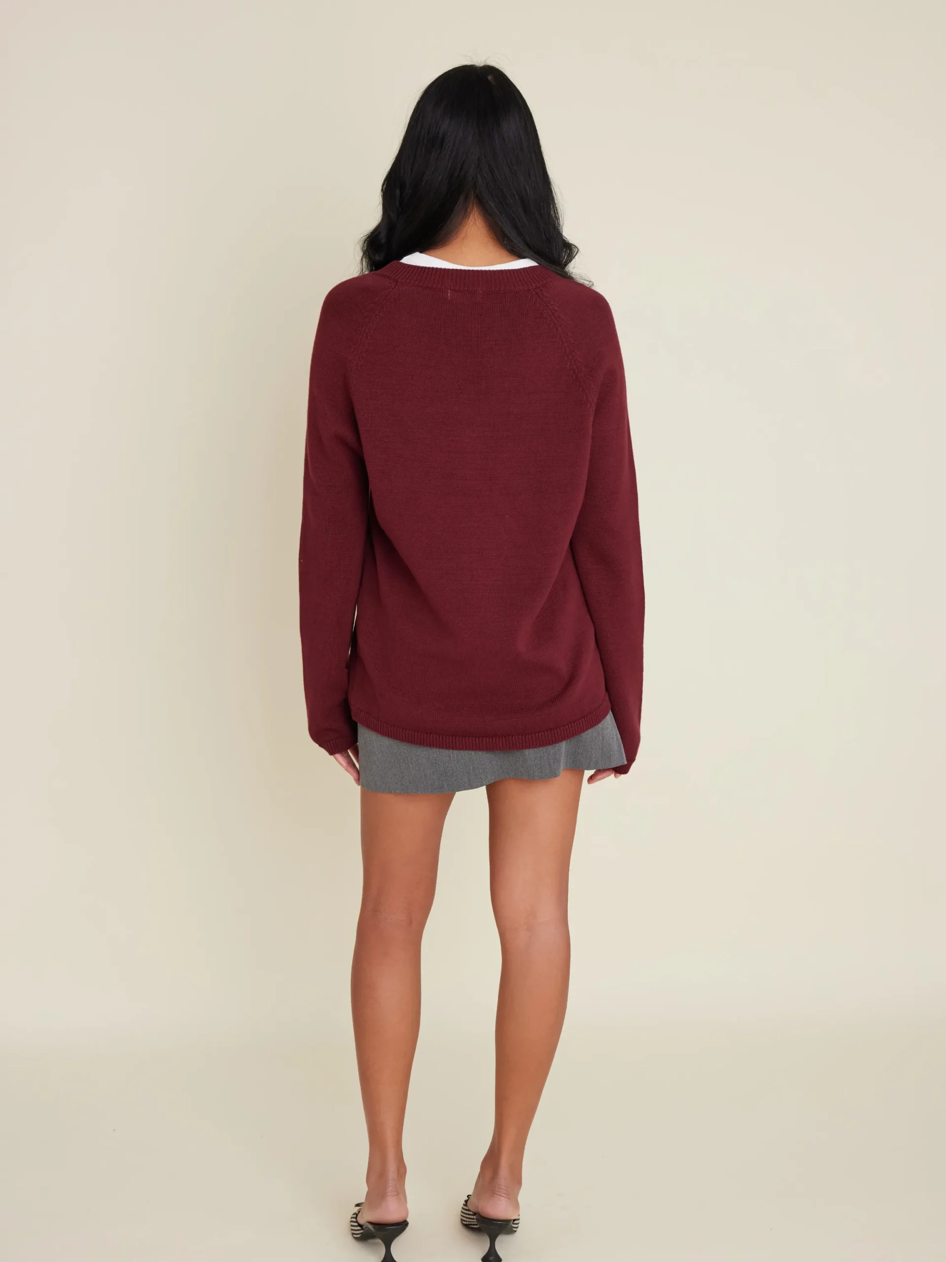 Cheap Djerf Avenue V-neck Sweater Burgundy